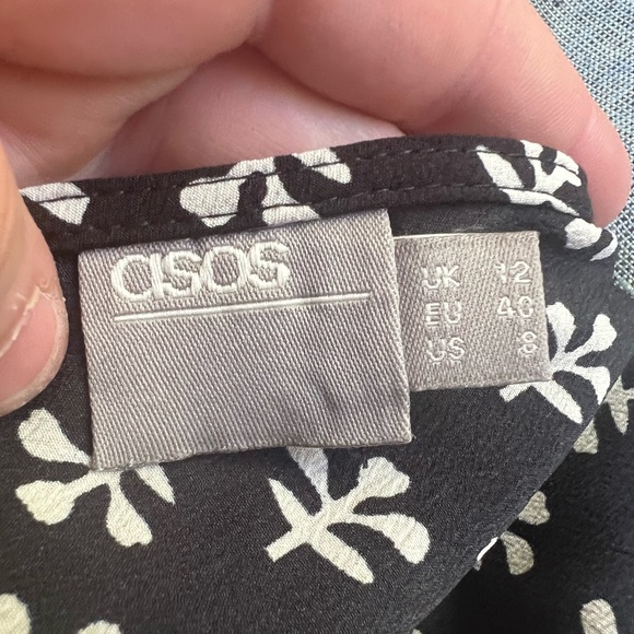 Asos Mini Tab Side Button Down Peplum Hem Sundress in Black & White Print 8 - Picture 5 of 6